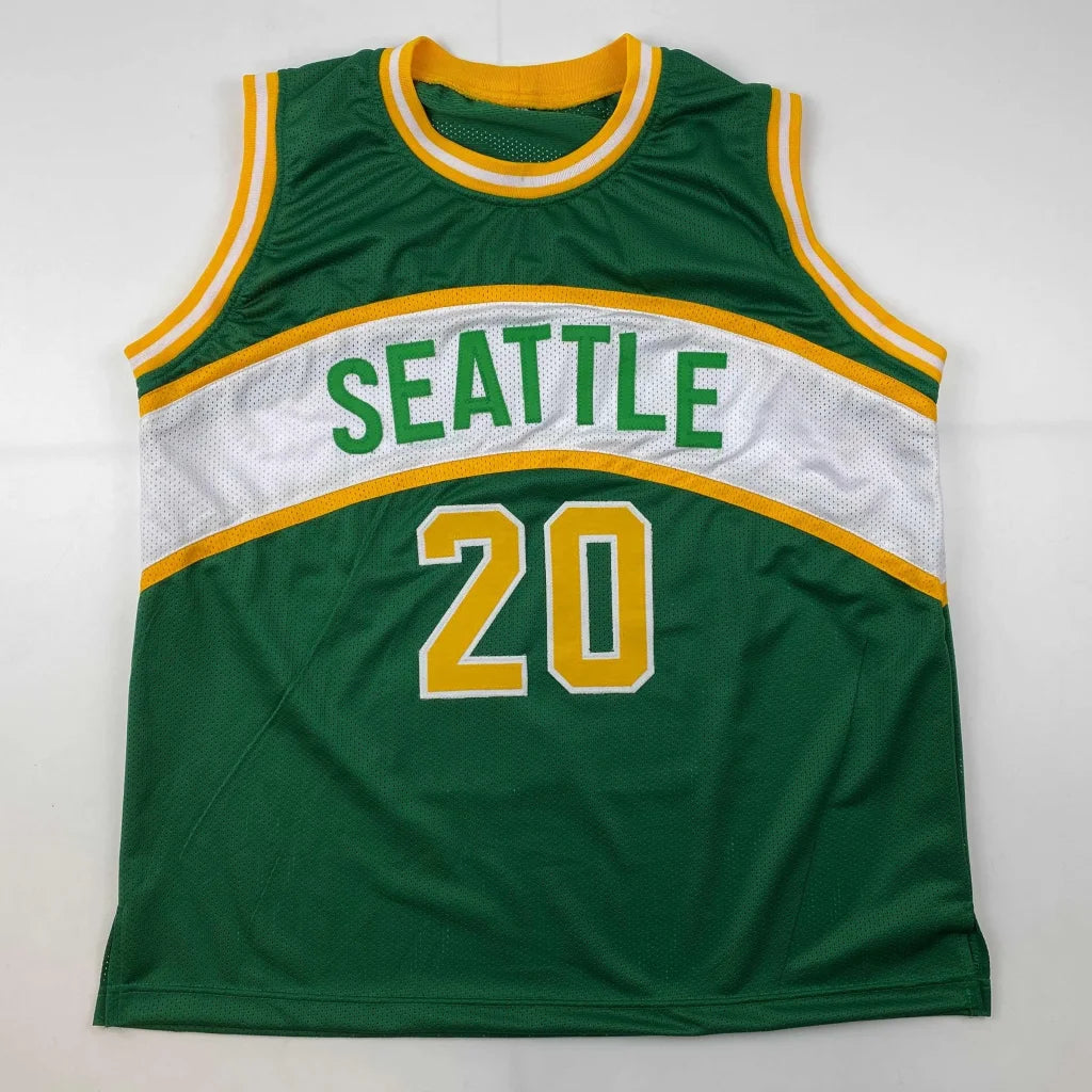 Autographed Gary Payton Seattle green custom jersey with JSA COA