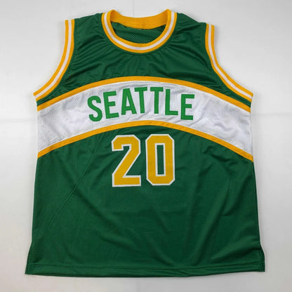 Autographed Gary Payton Seattle green custom jersey with JSA COA