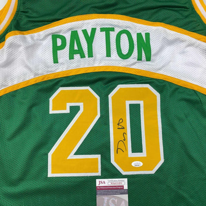 Autographed Gary Payton Seattle custom jersey in green, number 20