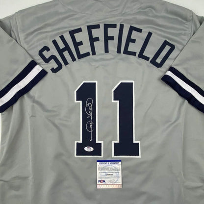 Autographed Gary Sheffield custom jersey, New York gray with navy 11, PSA/DNA