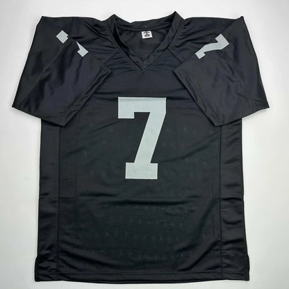 Autographed/Signed Geno Smith Oakland Black Football Jersey Beckett BAS COA