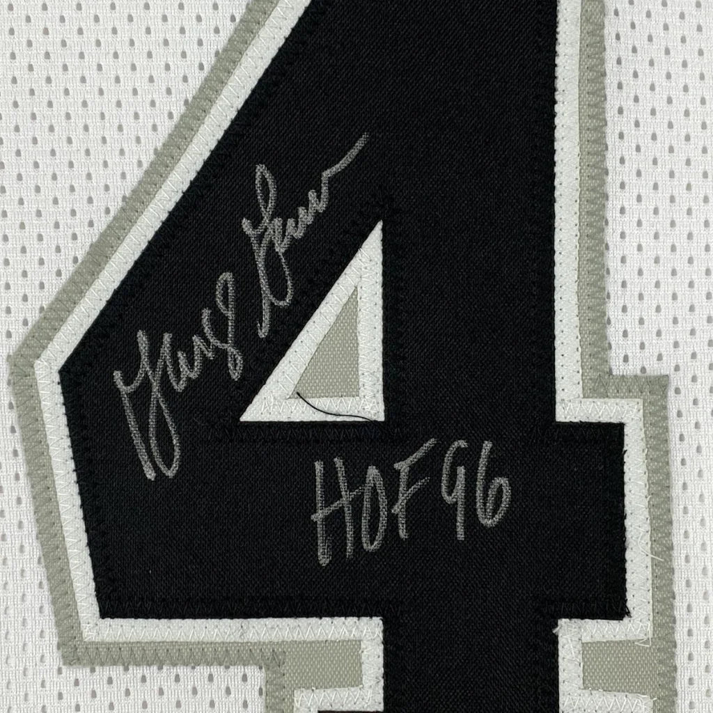 Autographed George Gervin HOF 96 San Antonio White Basketball Jersey JSA COA | Authenticated Signed Sports Jersey | vintageantiquesgifts.com