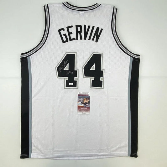 Autographed George Gervin HOF 96 San Antonio White Basketball Jersey JSA COA | Hall of Fame Sports Memorabilia | vintageantiquesgifts.com