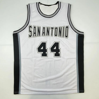 Autographed George Gervin HOF 96 San Antonio White Basketball Jersey JSA COA | Authenticated Signed Sports Jersey | vintageantiquesgifts.com