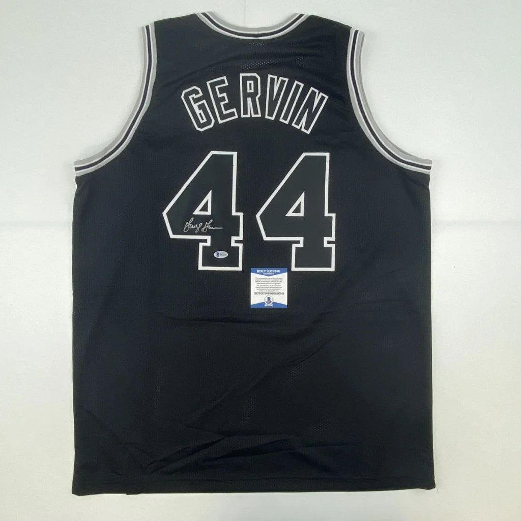Autographed George Gervin San Antonio Black Basketball Jersey Beckett BAS COA | Hall of Fame Sports Memorabilia | vintageantiquesgifts.com