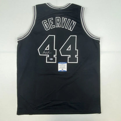 Autographed George Gervin San Antonio Black Basketball Jersey Beckett BAS COA | Hall of Fame Sports Memorabilia | vintageantiquesgifts.com