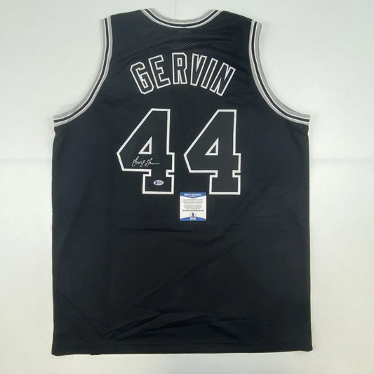 Autographed George Gervin San Antonio Black Basketball Jersey Beckett BAS COA | Hall of Fame Sports Memorabilia | vintageantiquesgifts.com