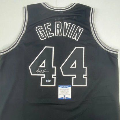 Autographed George Gervin San Antonio Black Basketball Jersey Beckett BAS COA | Certified Authentic Signed Memorabilia | vintageantiquesgifts.com