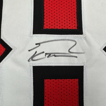 Autographed George Kittle custom jersey in red perforated mesh with black and white accents, Beckett BAS COA for professional sports league