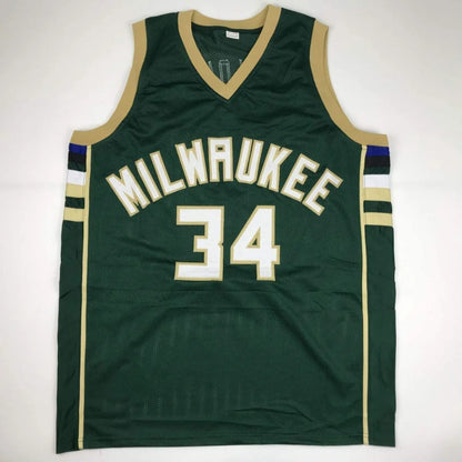Autographed Giannis Antetokounmpo Milwaukee Green Custom Basketball Jersey JSA COA | Authenticated Signed Sports Jersey | vintageantiquesgifts.com