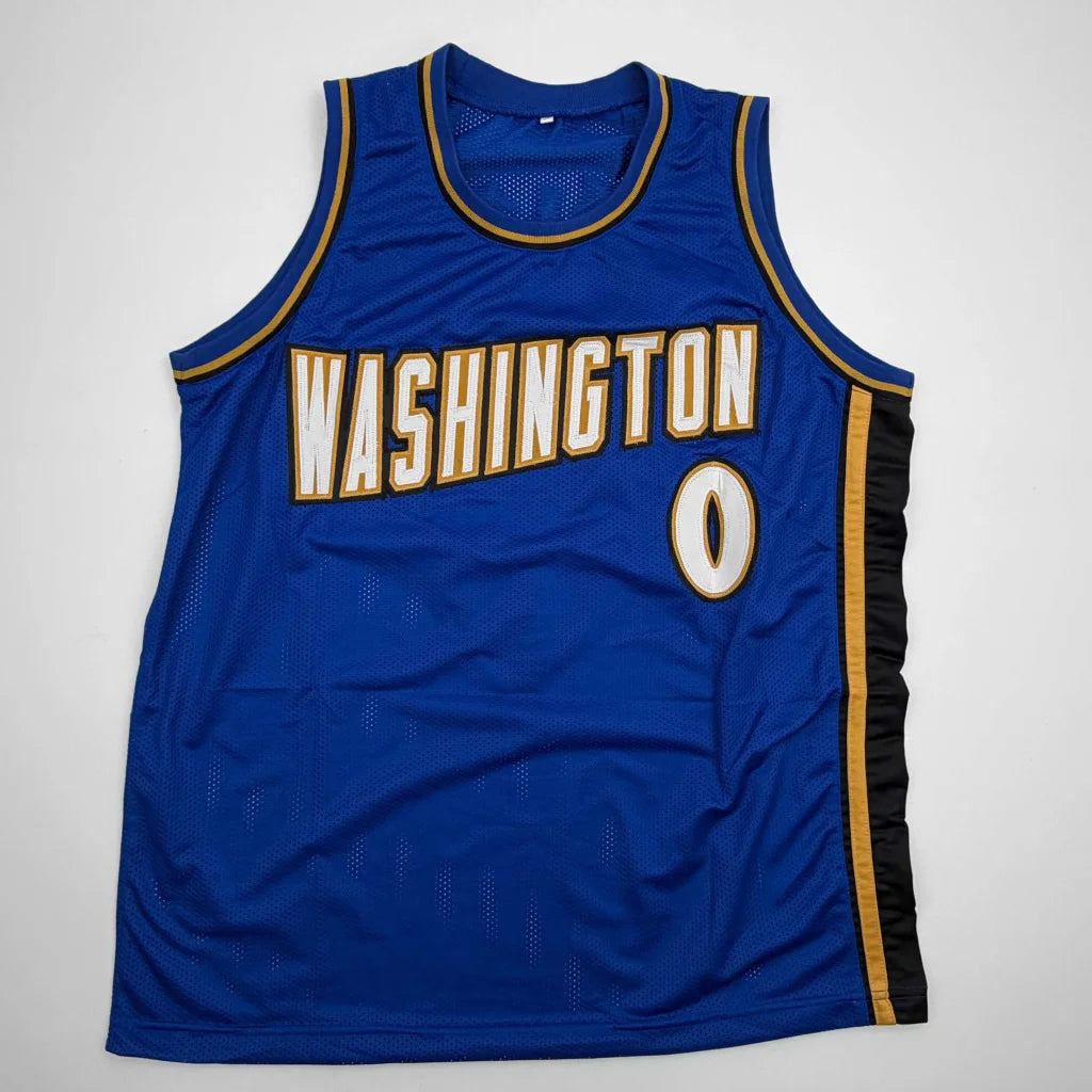 Autographed Gilbert Arenas Washington Blue Basketball Jersey Beckett BAS COA | Authenticated Signed Sports Jersey | vintageantiquesgifts.com