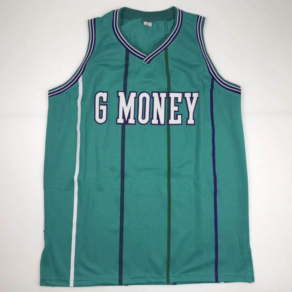 Autographed Glen Rice custom teal Charlotte jersey, professional sports league