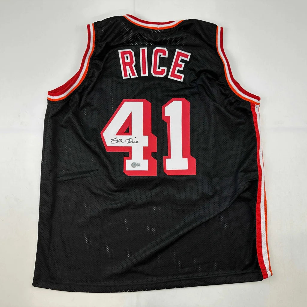 Signed Black RICE 41 Custom Jersey for professional sports and sports league fans