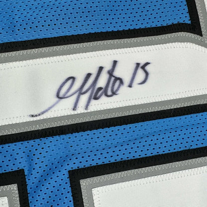 Blue and black mesh custom basketball jersey with white label signature jefferson 15 for professional sports league use