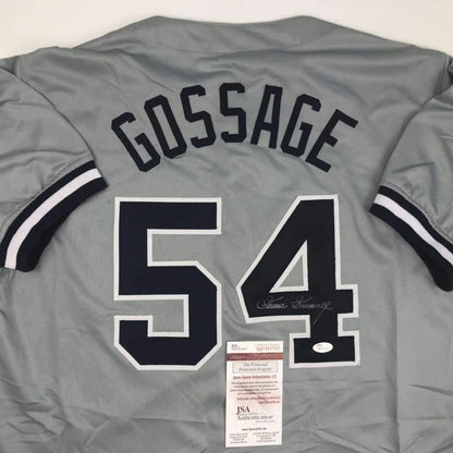 Autographed Goose Gossage gray custom jersey back, number 54, New York professional sports