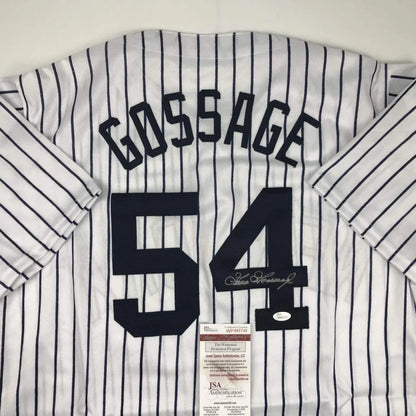 Autographed Goose Gossage New York Pinstripe Baseball Jersey JSA COA | Certified Authentic Signed Memorabilia | vintageantiquesgifts.com