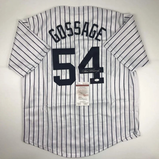 Autographed Goose Gossage New York Pinstripe Baseball Jersey JSA COA | Hall of Fame Sports Memorabilia | vintageantiquesgifts.com
