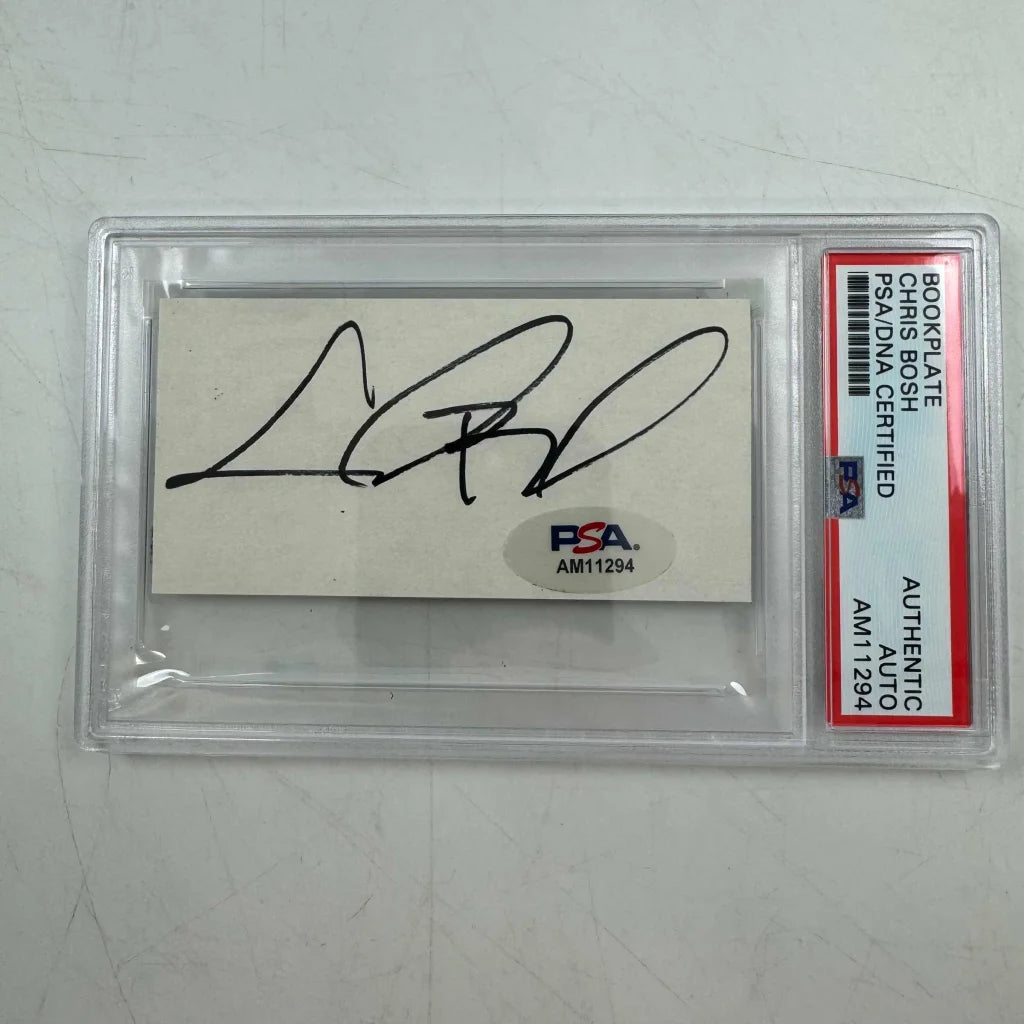 Signed Chris Bosh bookplate with PSA authentication on collectible card