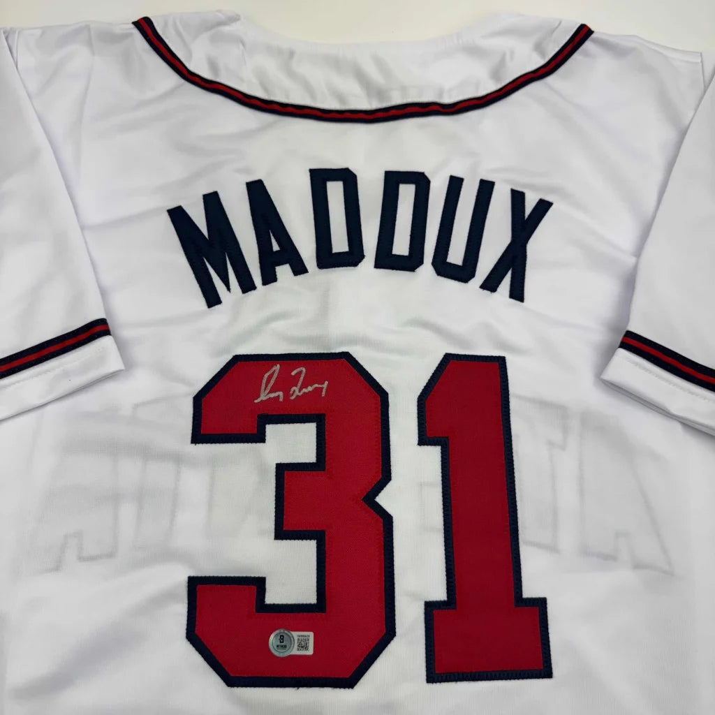 Custom Maddux 31 sports jersey with autograph, perfect for sports league fans