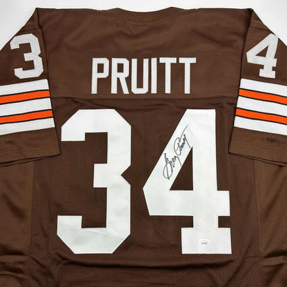 Autographed Greg Pruitt Cleveland Browns custom jersey, number 34