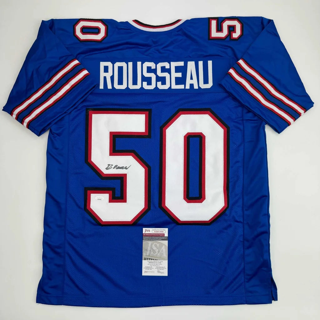 Signed blue custom jersey from Professional Sports League with white and red numbers