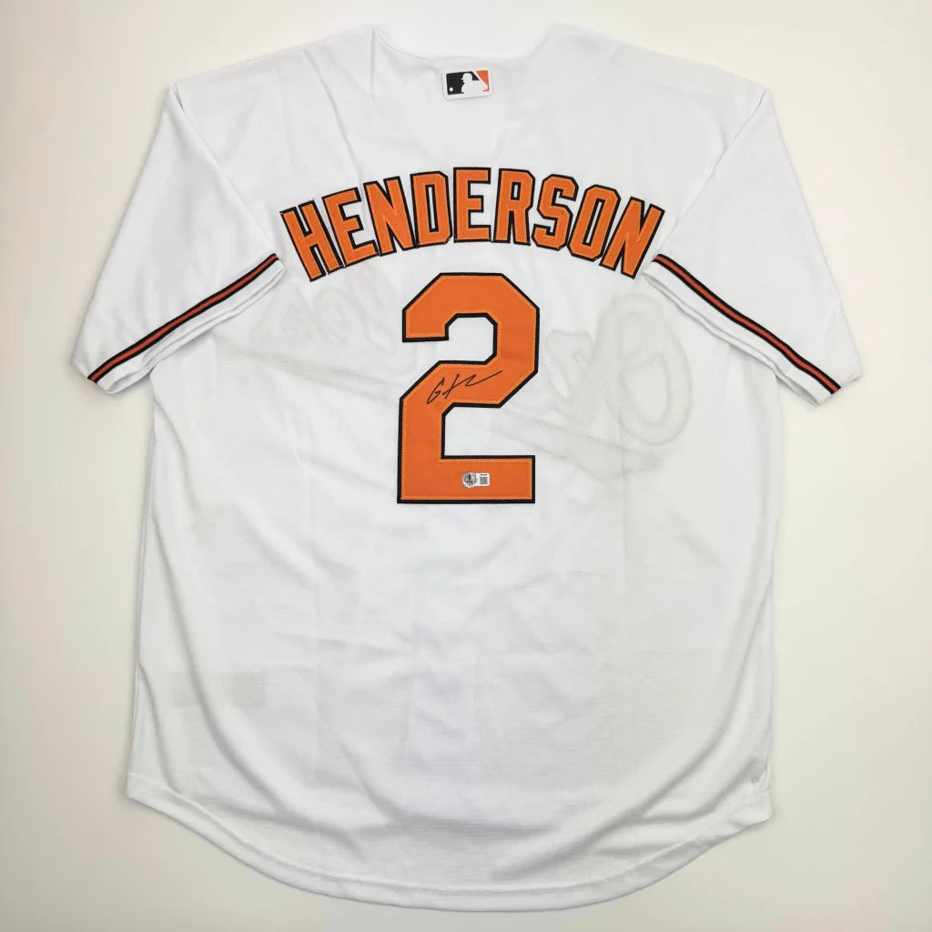 White custom jersey with Henderson and 2 for professional sports league collectible