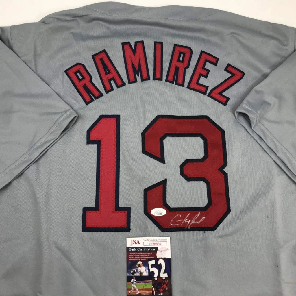 Autographed Hanley Ramirez Boston Grey Baseball Jersey JSA COA | Certified Authentic Signed Memorabilia | vintageantiquesgifts.com