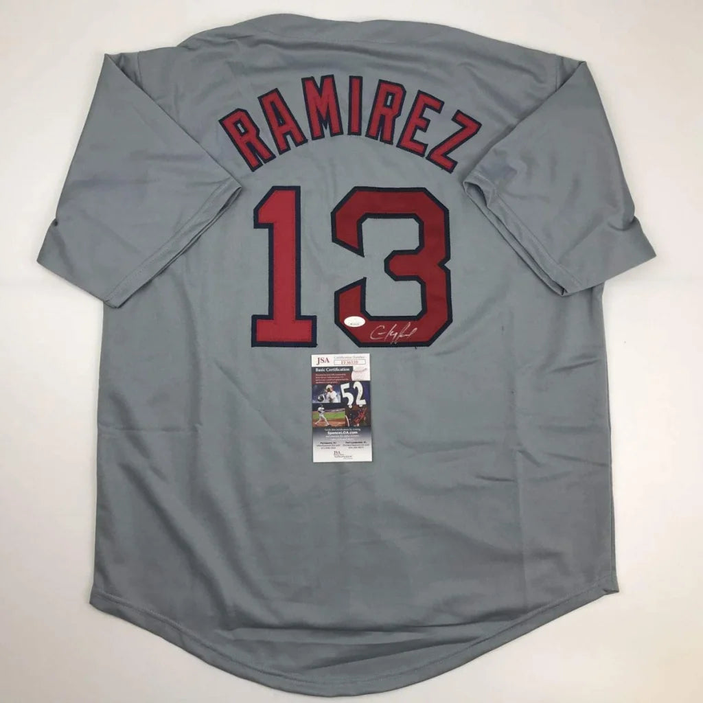 Autographed Hanley Ramirez Boston Grey Baseball Jersey JSA COA | Hall of Fame Sports Memorabilia | vintageantiquesgifts.com