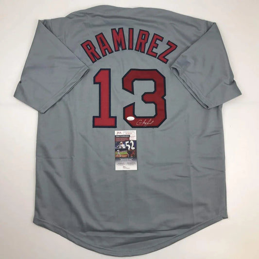 Gray professional sports league custom jersey with Ramirez 13 autograph and PSA/DNA sticker
