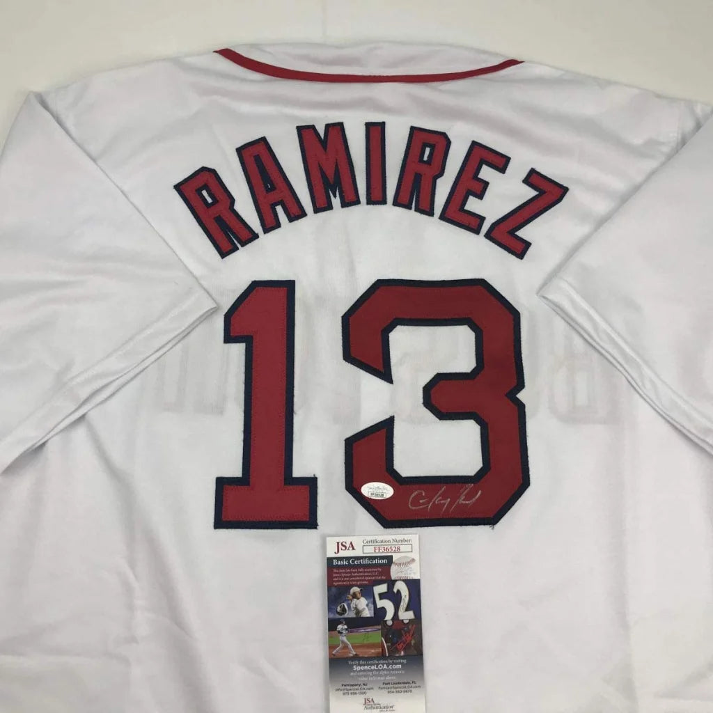 Autographed Hanley Ramirez Boston White Baseball Jersey JSA COA | Certified Authentic Signed Memorabilia | vintageantiquesgifts.com