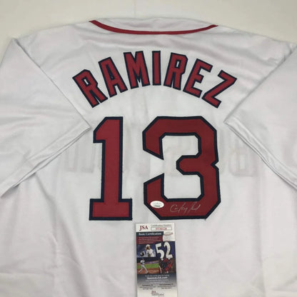 Autographed Hanley Ramirez Boston White Baseball Jersey JSA COA | Certified Authentic Signed Memorabilia | vintageantiquesgifts.com
