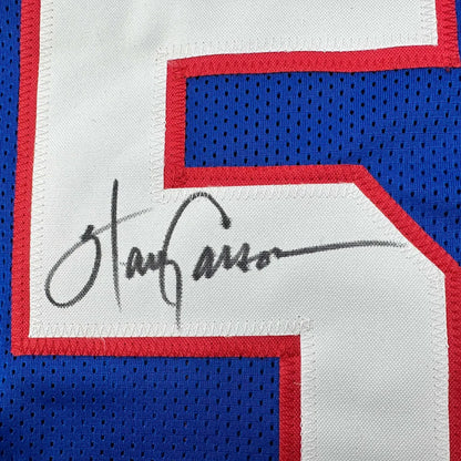 Autographed Harry Carson New York Blue Football Jersey Beckett BAS COA | Authenticated Signed Sports Jersey | vintageantiquesgifts.com