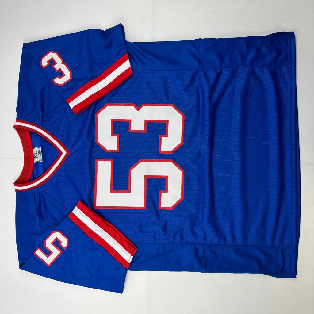 Autographed Harry Carson New York Blue Football Jersey Beckett BAS COA | Authenticated Signed Sports Jersey | vintageantiquesgifts.com