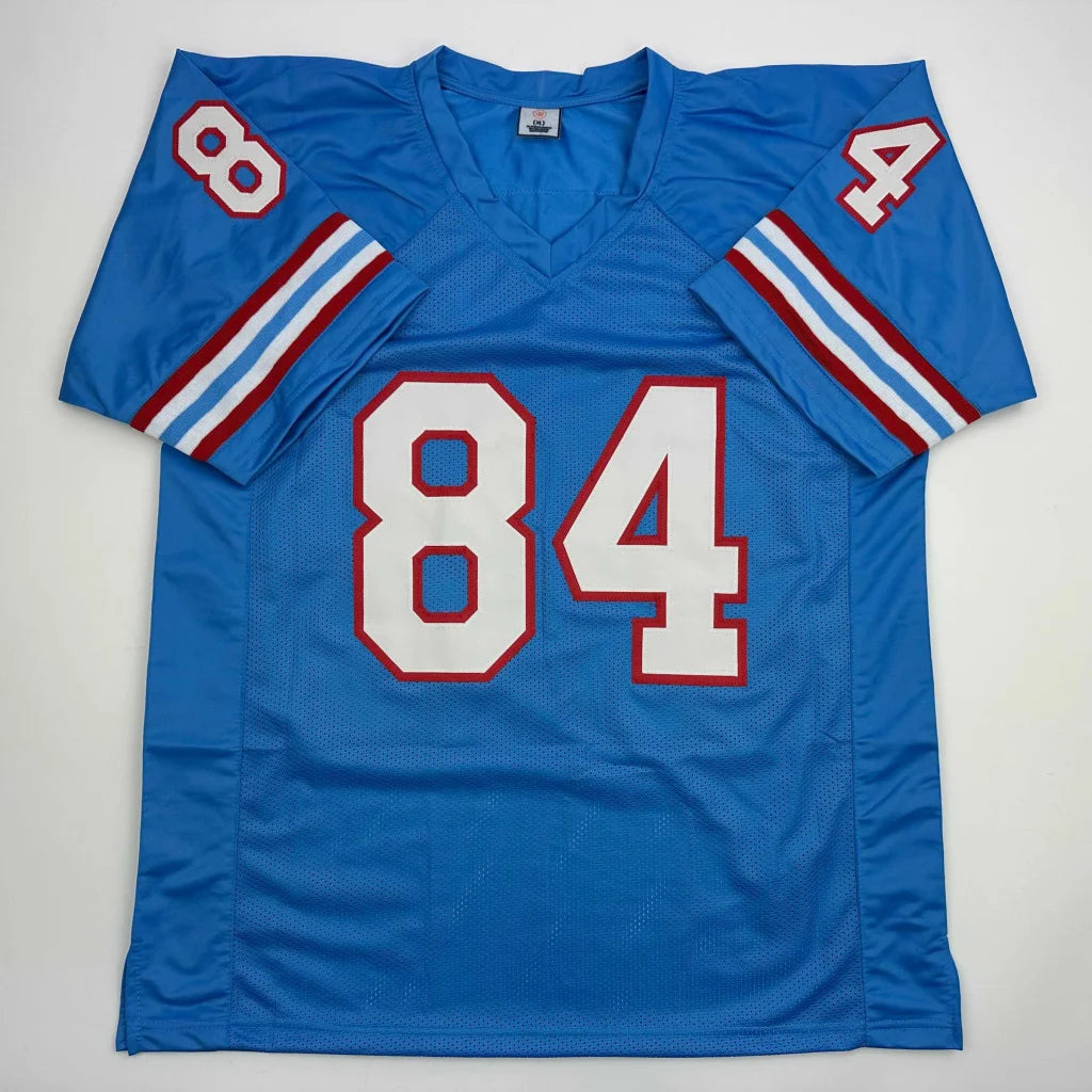 Autographed Haywood Jeffires custom Tennessee light blue retro jersey