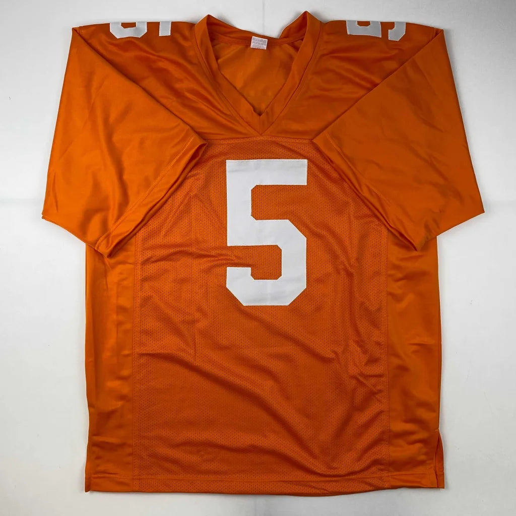 Orange custom jersey with number 5 from Professional Sports League for sports fans