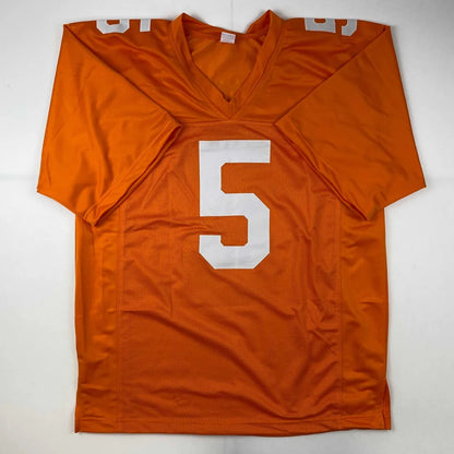Orange custom jersey with number 5 from Professional Sports League for sports fans