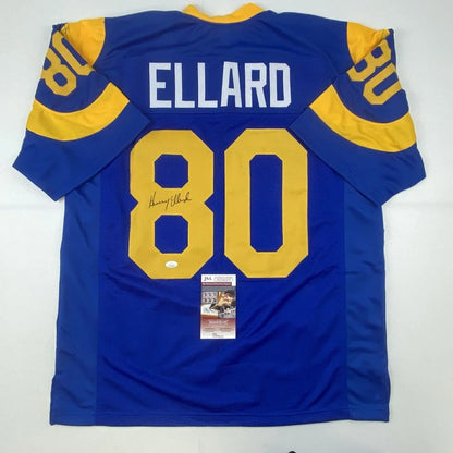 Autographed Henry Ellard Los Angeles LA Blue Football Jersey JSA COA | Hall of Fame Sports Memorabilia | vintageantiquesgifts.com