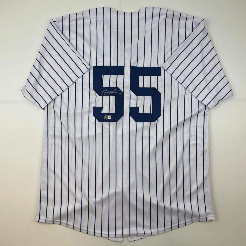 Autographed Hideki Matsui New York Yankees pinstripe custom jersey with number 55, Beckett BAS COA