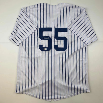 Autographed Hideki Matsui New York Yankees pinstripe custom jersey with number 55, Beckett BAS COA