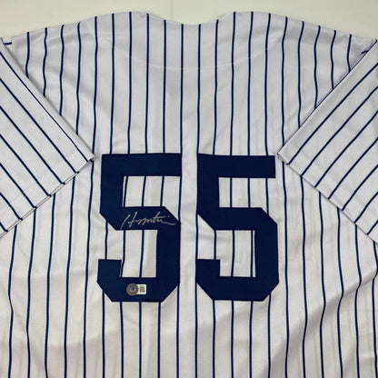 Autographed Hideki Matsui New York Yankees pinstripe custom jersey with number 55