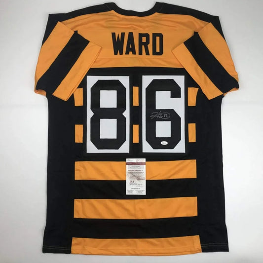 Back of autographed Hines Ward Pittsburgh Bumble Bee custom jersey, Ward 86, JSA COA
