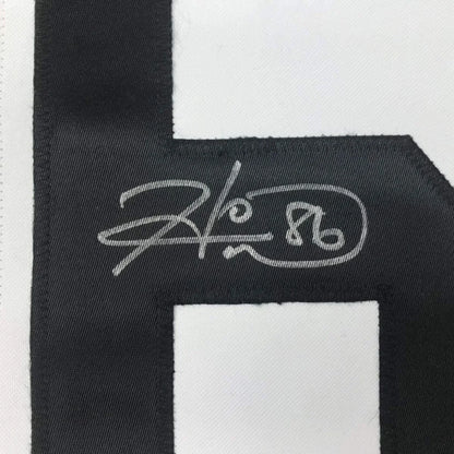 Black embroidered Hines Ward 86 signature patch on Pittsburgh custom jersey