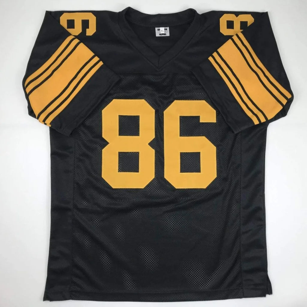 Authentic Ward 86 black and gold football jersey with autographed number 86