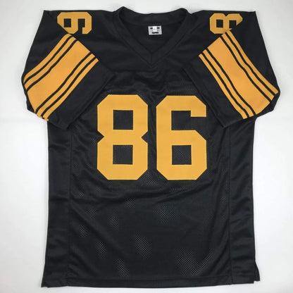 Authentic Ward 86 black and gold football jersey with autographed number 86