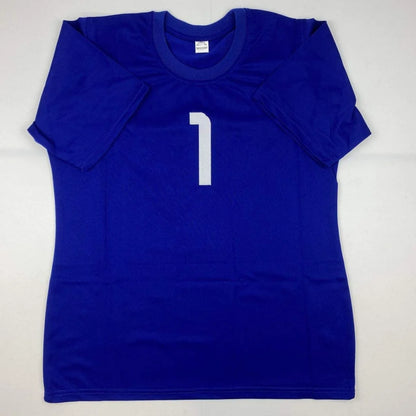Royal blue custom jersey from Professional Sports League with number 1 print