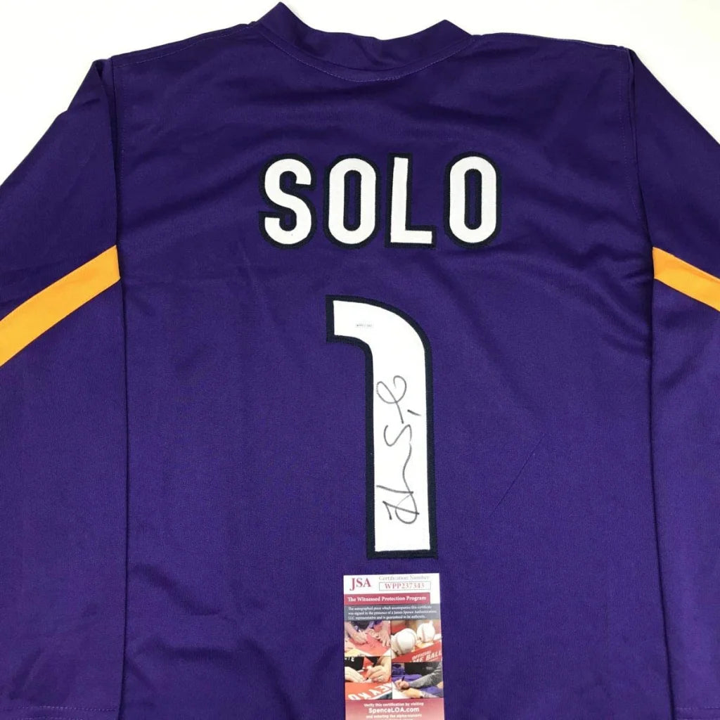 Autographed Hope Solo Purple Long Sleeve Soccer Team USA World Cup Jersey JSA COA | Hall of Fame Sports Memorabilia | vintageantiquesgifts.com