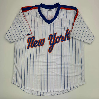 Autographed Howard Johnson HOJO New York Pinstripe Baseball Jersey JSA COA | Authenticated Signed Sports Jersey | vintageantiquesgifts.com