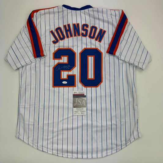 Autographed Howard Johnson HOJO New York Pinstripe Baseball Jersey JSA COA | Hall of Fame Sports Memorabilia | vintageantiquesgifts.com
