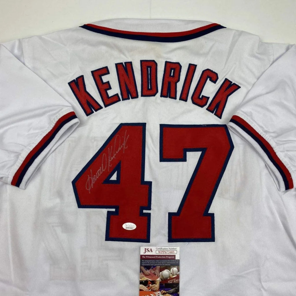 Autographed Howie Kendrick Washington White Baseball Jersey JSA COA | Certified Authentic Signed Memorabilia | vintageantiquesgifts.com
