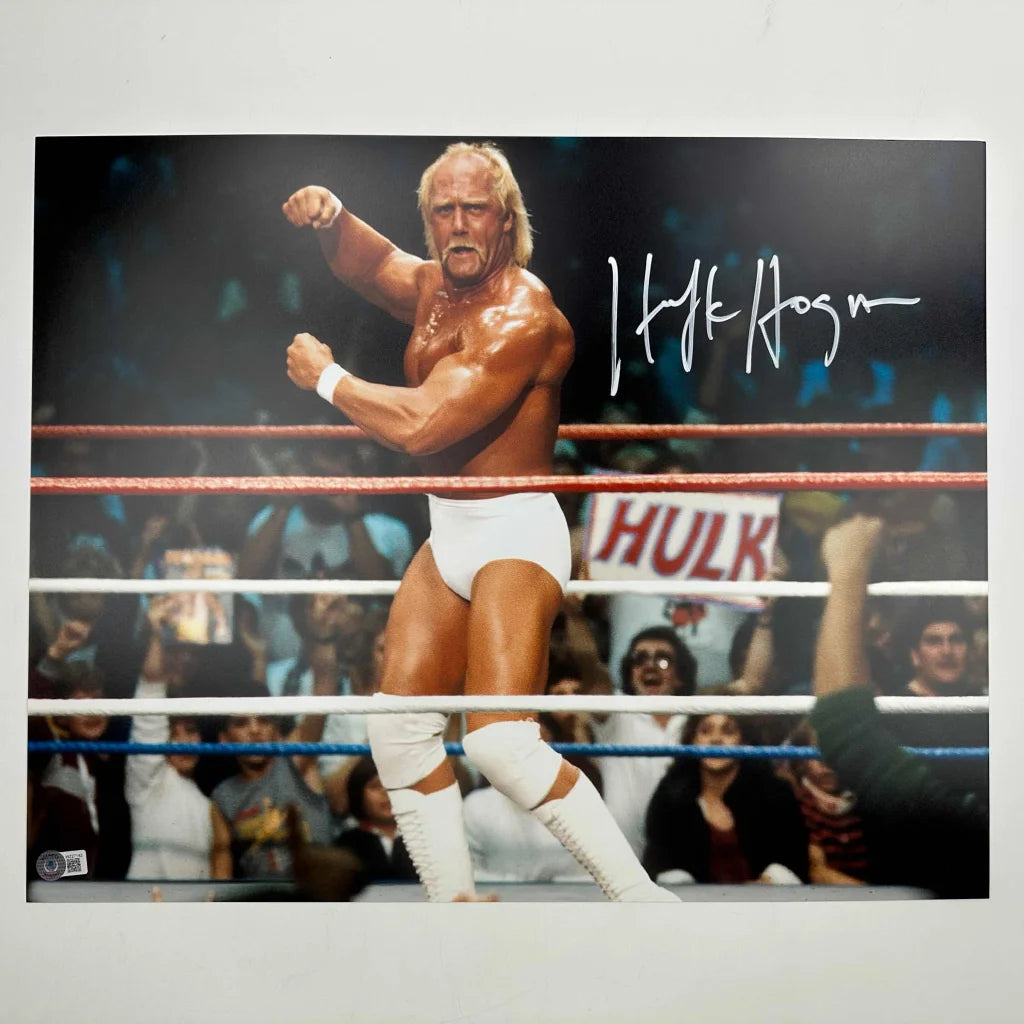 Autographed Hulk Hogan 16x20 WWE WWF Hulkamania Wrestling Photo Beckett BAS COA #9 | Hall of Fame Sports Memorabilia | vintageantiquesgifts.com